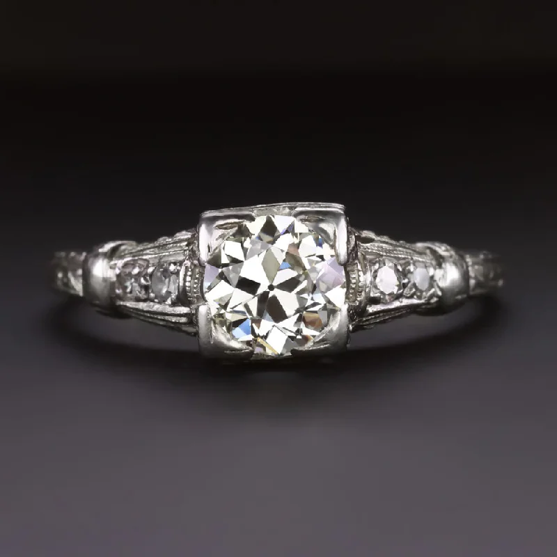 OLD EUROPEAN CUT DIAMOND ENGAGEMENT RING J-K VS1 VINTAGE PLATINUM CLASSIC 2/3ct