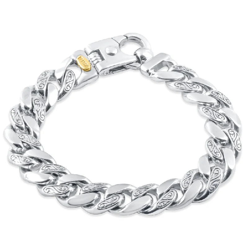 Men's Designed Link 14k Gold (87gram) or Platinum (163gram) 12mm Bracelet 8.75"