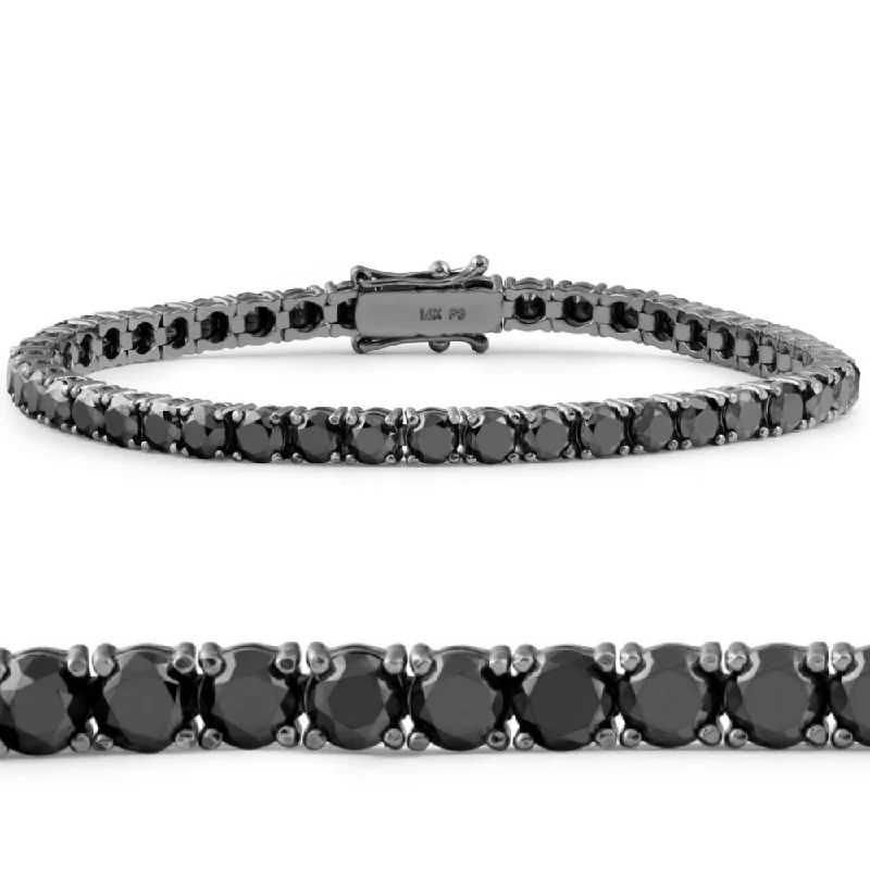 10 1/2 Ct Black Diamond Tennis Bracelet 14k Black Gold 7"