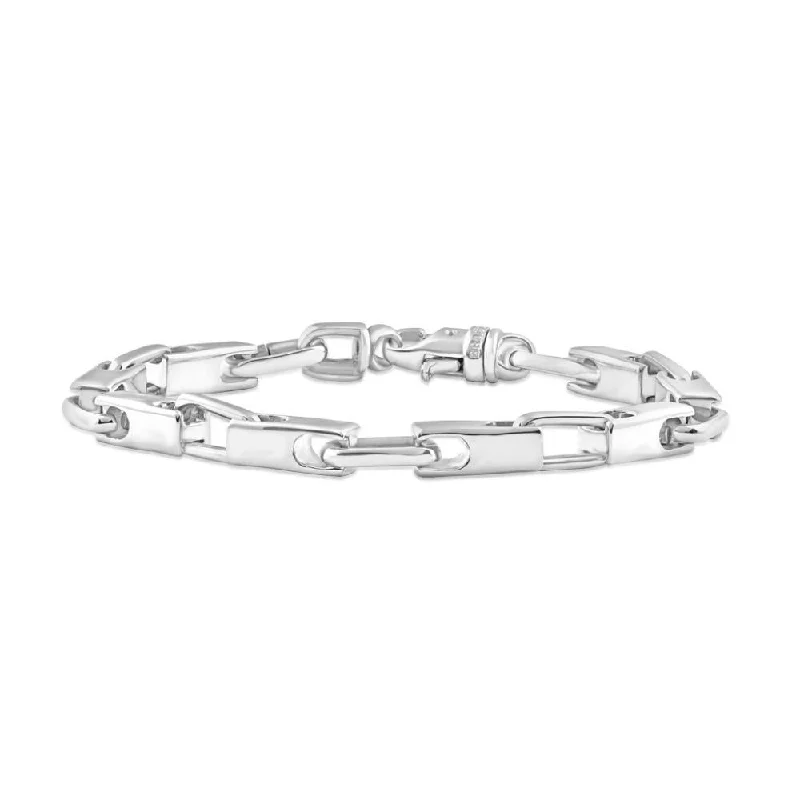 Men's Polished Steel Oval Clasp 6mm Flexible Link  8.5 " Bracelet