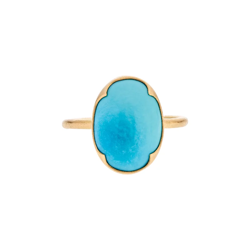 Gabriella Kiss 18k Bi-Colored Persian Turquoise Four Scallop Ring