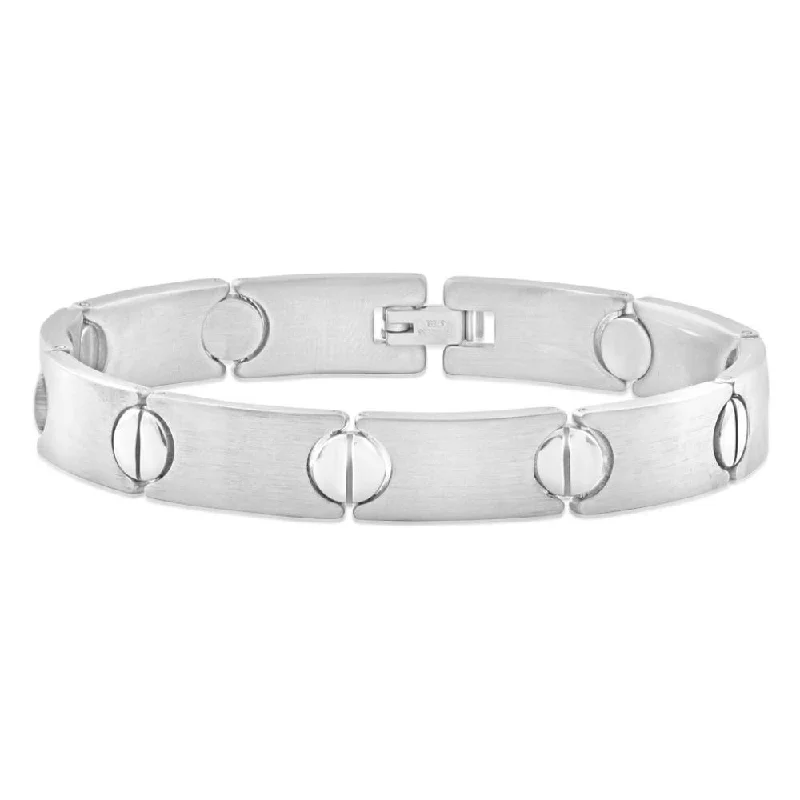 Men's Steel Single Tone Flat Flexible Link 10mm  8" Bracelet