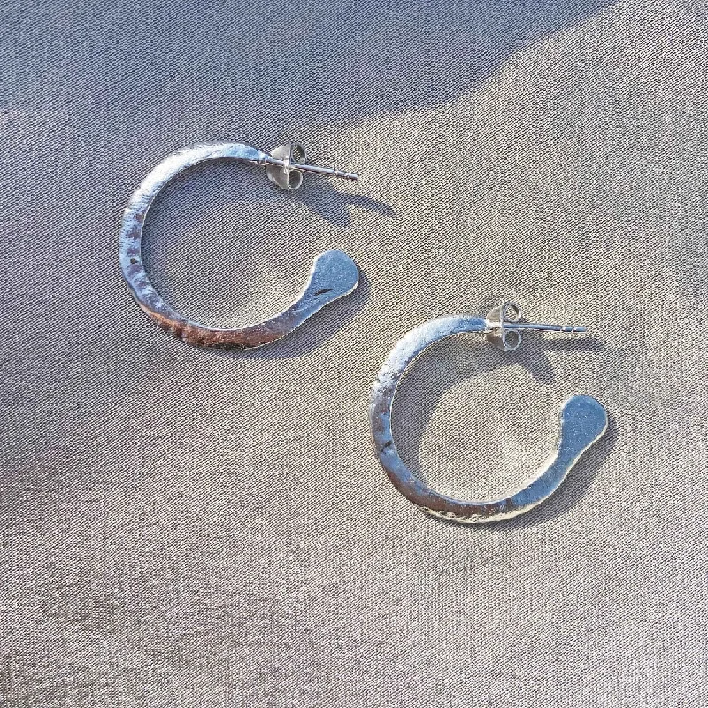 Bowie Medium Silver Hoop Earrings