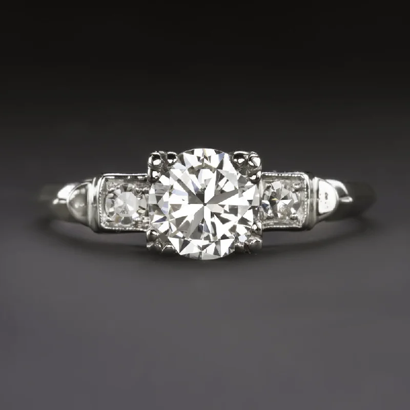 VINTAGE DIAMOND PLATINUM ENGAGEMENT RING 0.80ct F-G VS1 ROUND CUT ESTATE CLASSIC