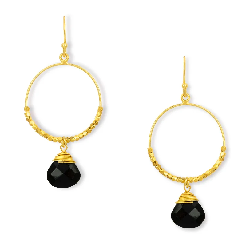 Marie Hoop Earrings Black Onyx