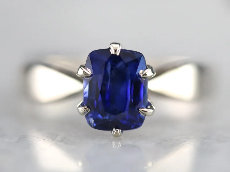 Sapphire White Gold Solitaire Engagement Ring