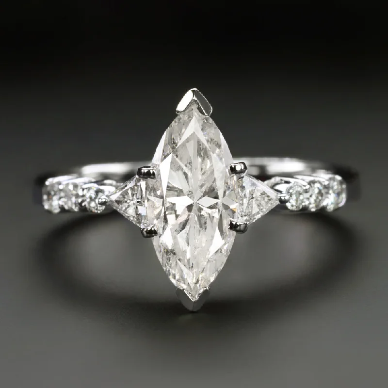 1.41c MARQUISE SHAPE DIAMOND ENGAGEMENT RING F SI NATURAL 14k WHITE GOLD CLASSIC