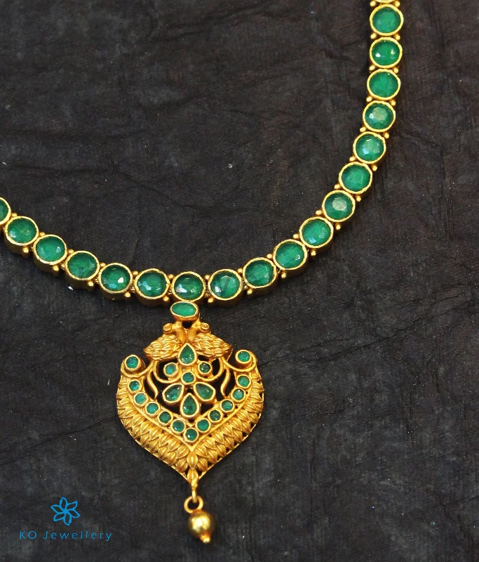 The Marala Silver Peacock Necklace (Green)