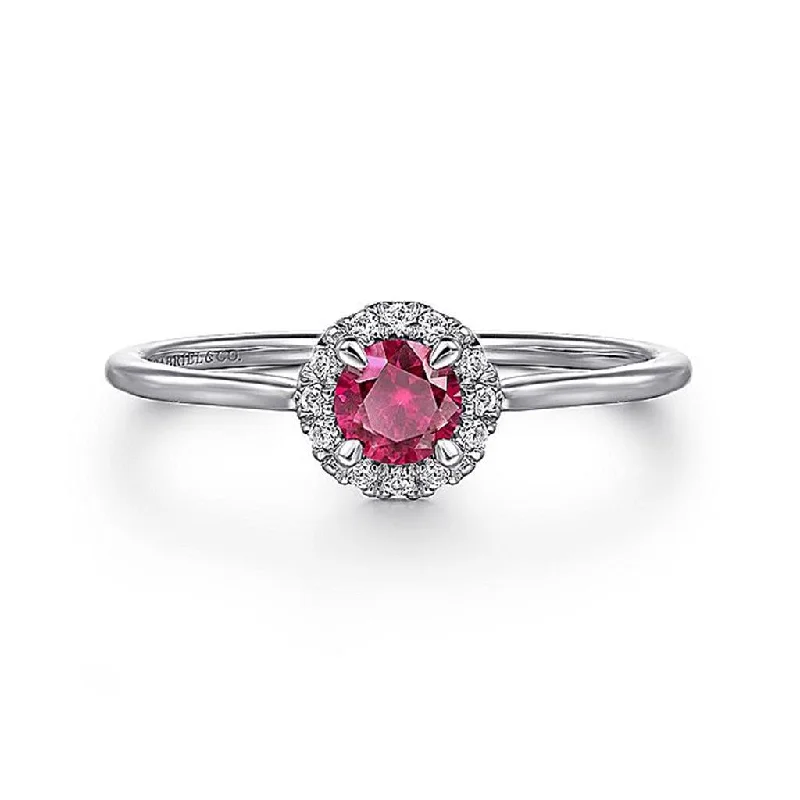 Gabriel 14Kw Diamond Halo & Ruby Ring