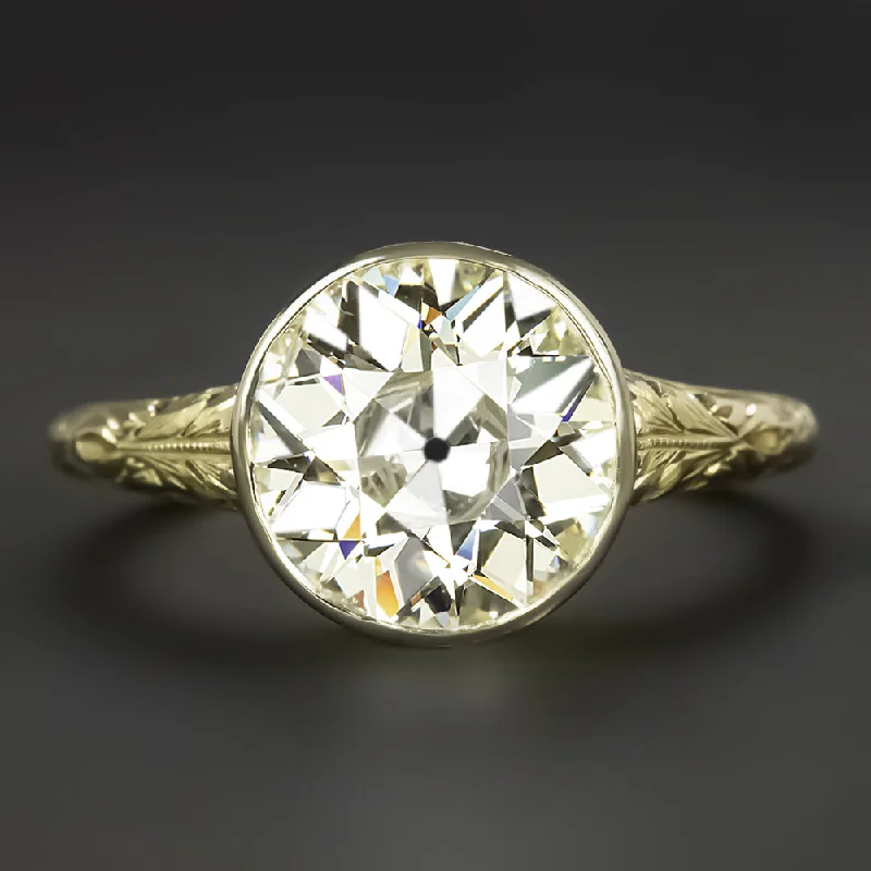 3.71ct OLD EUROPEAN CUT DIAMOND ENGAGEMENT RING GIA CERTIFIED VINTAGE ART DECO