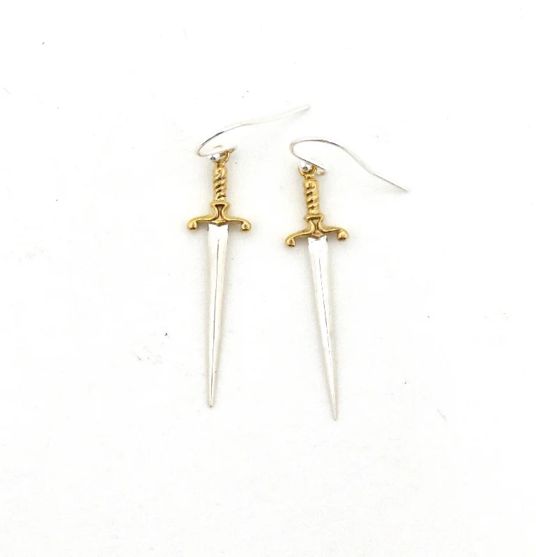 Mixed Metal Dagger Earrings - Large