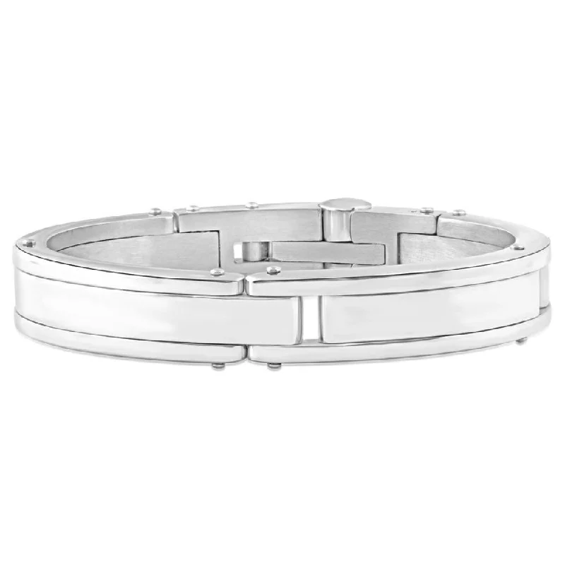 Men's Steel Polished Latched 8" 13mm Cuffed Bracelet