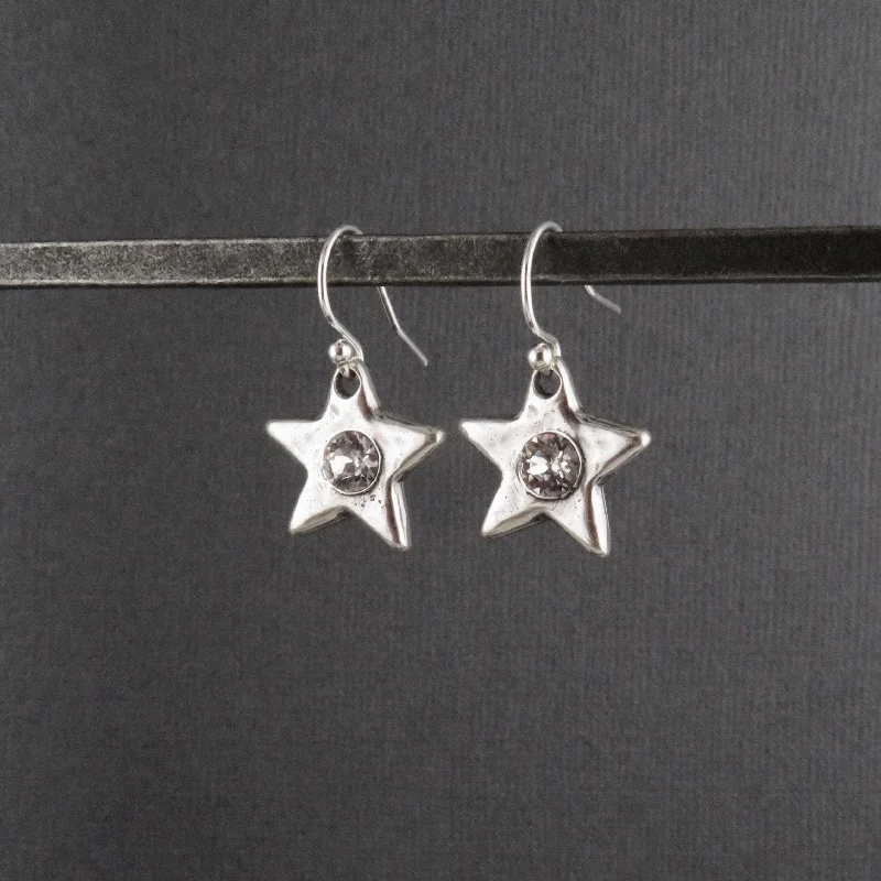 Sparkling Silver Stars Earrings