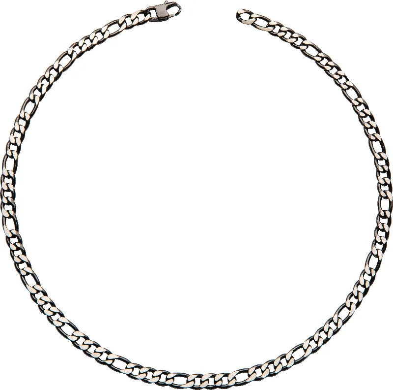 Unique & Co Polished Black IP Plating Stainless Steel Figaro Necklace