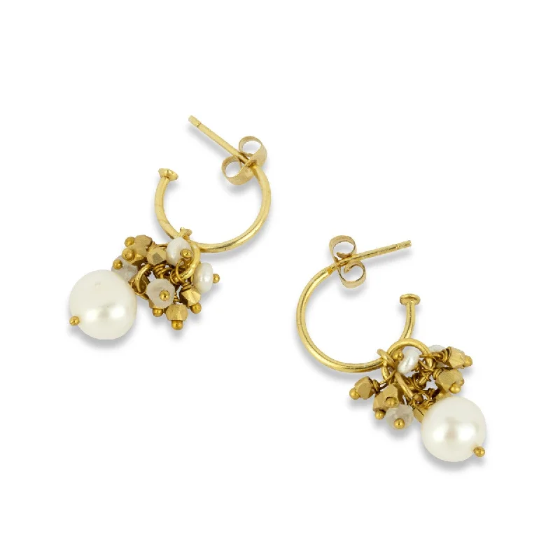 Hollie Pearl Hoop Earrings