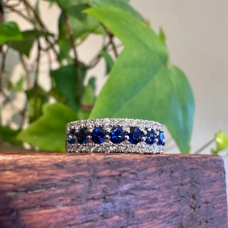 Zeghani Blue Sapphire and Diamond Ring