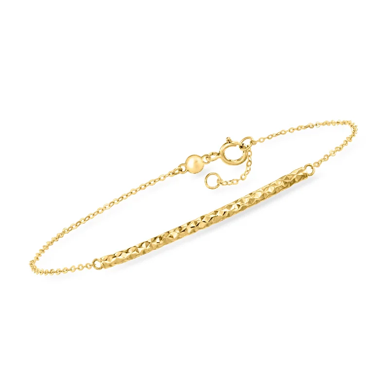 Ross-Simons Italian 14kt Yellow Gold Curved Bar Bracelet