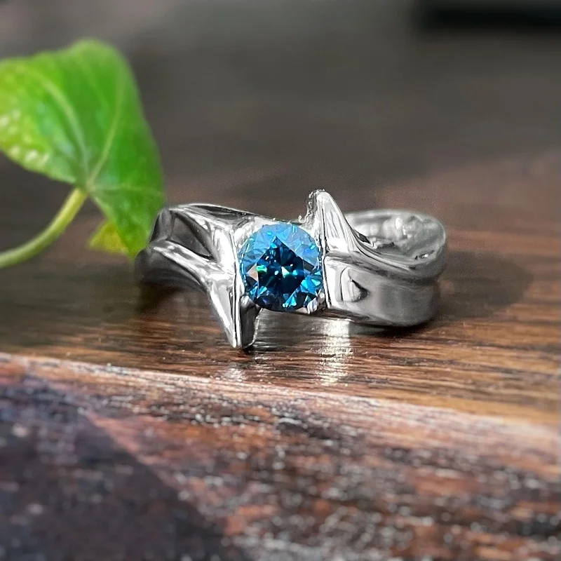 Blue Diamond Ring